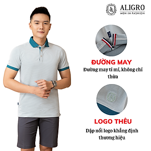 Áo polo nam dệt kiểu V màu ghi ALGPLO79