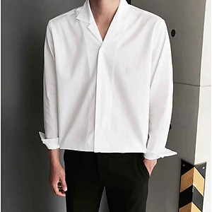 Áo Sơ Mi Form Rộng Unisex Nam Nữ Tay Dài Hàn Quốc Kiểu Cổ Vest Cổ Ve Áo Khoác Ngoài Vải Lụa Mềm Mịn - SMV01
