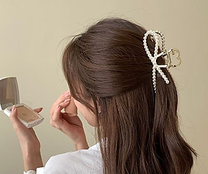 Kẹp tóc ngọc trai hình nơ size lớn mẫu mới