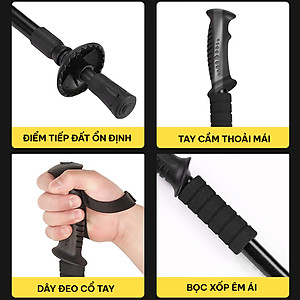Gậy Leo Núi Hợp Kim Nhôm, siêu nhẹ 230g, gấp gọn 30cm tiện lợi đem theo đi dã ngoại, trekking, phượt - Hãng dododios