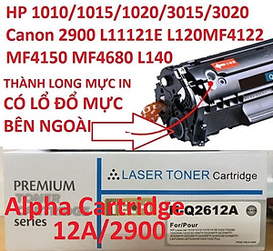 Hộp mực 12A Canon 2900 dành cho Canon LBP 2900/3000 HP Laser Jet 1010/1015/1020/3015/3020/3030/3050  HÀNG CHÍNH HÃNG ALPHA CARTRIDGE
