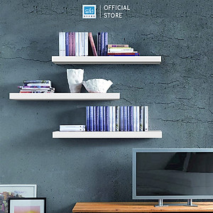 Set 3 Kệ Treo Tường Thanh Ngang Để Sách Và Đồ Trang Trí, Gỗ Chống Ẩm Dày 25mm SIB Decor KT005