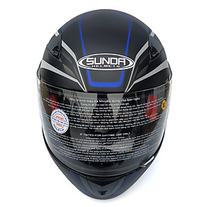 Nón bảo hiểm fullface Sunda 2000c đen nhám tem xanh