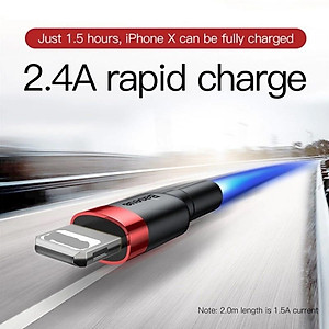 Cáp sạc dù nhanh Baseus Cafule Series 2.4A Usb to Light-ning CALKLF - hàng chính hãng