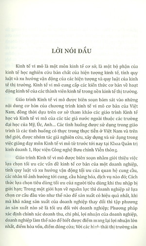 Giáo Trình Kinh Tế Vi Mô - TS. Vũ Trọng Phong & TS. Trần Thị Hòa - (bìa mềm)