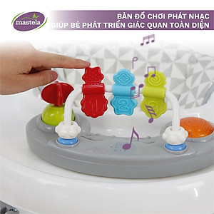Xe tập đi cho bé có đồ chơi và nhạc Mastela W2002, bánh xe cao su hãm di chuyển theo quán tính siêu nhẹ xoay 360 độ mặt bàn ăn dặm, bánh xe silicon chống ồn - Tiêu chuẩn JIS Nhật Bản