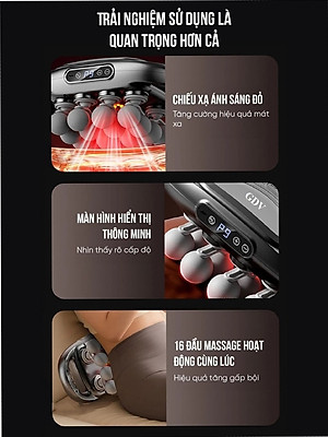 [Tặng củ sạc + cáp sạc] Máy Massage Toàn Thân Cầm Tay 16 Đầu, Máy Mát Xa Đấm Lưng 16 Đầu GDV - Hàng Chính Hãng