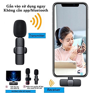 Mic thu âm cài áo không dây K9 thu âm to rõ, lọc ồn tốt, micro phục vụ quay vlog, livestream, youtube, tiktok - Hàng nhập khẩu