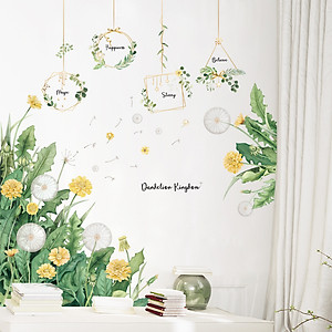 Decal dán tường Sticker dán tường in chất lượng cao có keo mặt sau mẫu Hoa Cúc Vintage OX-AB