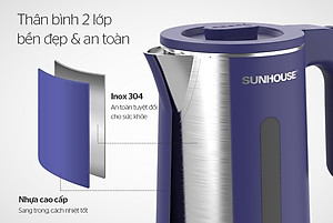 Ấm Siêu Tốc Inox 2 Lớp 1.8L Sunhouse SHD1355 - Hàng Chính Hãng