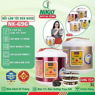 Máy Làm Tỏi Đen Nikio NK-696 - Nồi Ủ Tỏi Đen Tự Động, Công Nghệ Nhật Bản, Tỉ Lệ Thành Công 99%, Tỏi Thơm Ngon Chuẩn Vị, Dung Tích 6 Lít, Khay Chứa 3 Tầng, Làm 2kg Tỏi - Hàng Chính Hãng