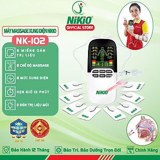 Máy Massage Xung Điện Trị Liệu Nikio NK-102 - 8 Miếng Dán Mát Xa Giảm Đau Nhức Toàn Thân Với Công Nghệ Điện Xung Mới - Đèn Hồng Ngoại Hỗ Trợ Trị Viêm Mũi Dị Ứng, Viêm Xoang - Pin Sạc Không Dây Tiện Lợi