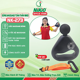 Súng (Máy) Massage Cầm Tay Nikio NK-273 - Hỗ Trợ Mát Xa Giãn Cơ Chuyên Sâu, Thư Giãn, Giảm Đau, Giảm Căng Cứng Cơ Bắp - Đầu Massage Tròn + Dây Đai Matxa