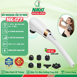 Máy Massage Cầm Tay Nikio NK-177 - Không Dây Pin Sạc, 7 Đầu Mát Xa Độc Đáo, 5 Chế Độ, 6 Tốc Độ Matxa, Hỗ Trợ Giảm Đau Cơ, Cứng Khớp, Thư Giãn Toàn Thân - Tay Cầm Dài Dễ Thao Tác