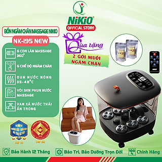 Bồn (Máy) Ngâm Massage Chân Nikio NK-195 NEW - Massage Tự Động, Làm Nóng Và Giữ Ấm Nước Tùy Chỉnh Được Nhiệt Độ Nước 35-48°C, Remote Điều Khiển Từ xa - Thải Độc Cơ Thể, Cải Thiện Giấc Ngủ, Giảm Stress, Giảm Tê Bì, Đau Nhức Chân