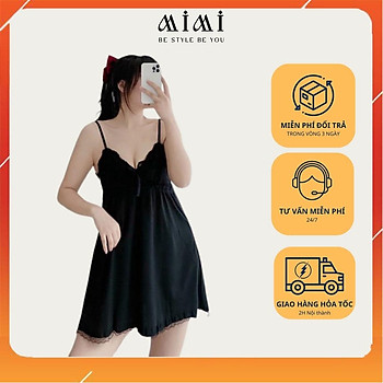 đầm ngủ xanh đen ren
