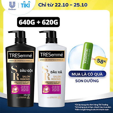 Combo Dầu Gội 640gr Và Dầu Xả 620gr Tresemmé Salon Rebond Công Nghệ Tái Kết Nối Ngăn Ngừa Gãy Rụng
