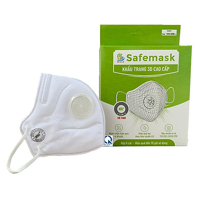 Khẩu Trang Chống Bụi 3D Cao Cấp N96+ (Có Van) Safelife Safemask (Hộp 5 Cái) - Link Mua