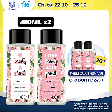 Combo Dầu Gội Xả LBP Óng Mượt Rạng Rỡ Với 100% Tinh Dầu Hoa Hồng Bulgaria Và Bơ Murumuru 400ml
