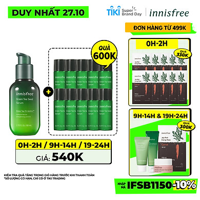 Tinh chất dưỡng ẩm cô đặc từ trà xanh và dầu hạt trà xanh tươi Jeju Innisfree The Green Tea Seed Serum 80ml – NEW
