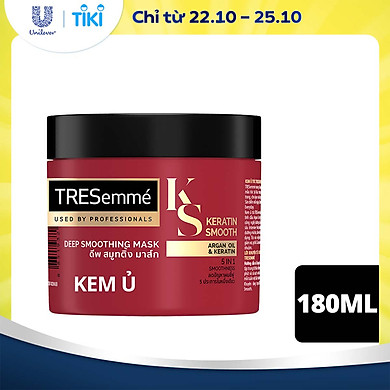 Kem Ủ Tóc TRESemmmé Keratin Smooth Cho Tóc Khô Xơ Rối Với Dầu Dưỡng Tóc Argan & Keratin Vào Nếp Suôn Mượt 180ml