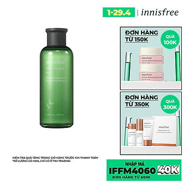 Nước cân bằng chăm sóc làm mịn da từ trà xanh và dầu hạt trà xanh tươi Innisfree Geen Tea Seed Skin 200ml – NEW