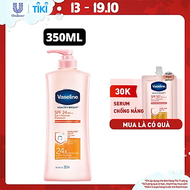 Sữa Dưỡng Thể Vaseline SPF24PA++ Sun + Pollution Protection Chống Nắng Và Dưỡng ẩm Cho Da Sáng Khỏe Mịn Màng Bảo Vệ Da Tới 4H 350ml