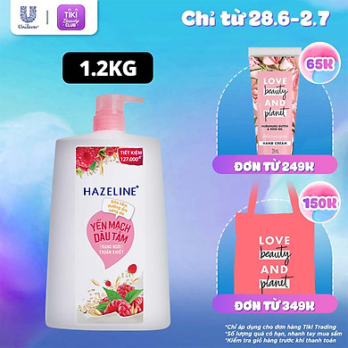 Sữa Tắm Dưỡng Thể Thiên Nhiên Trắng Sáng Da Hazeline Yến Mạch Dâu Tằm Dưỡng ẩm 1.2kg