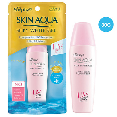 Gel Chống Nắng Dưỡng Da Trắng Mượt Sunplay Skin Aqua Silky White Gel SPF 50 PA+++ (30g)