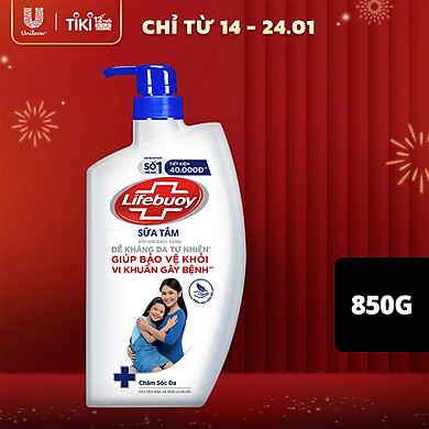 Sữa Tắm Lifebuoy 850g Chăm Sóc Da Dưỡng ẩm Mềm Mịn Giúp Bảo Vệ Khỏi 99.9% Vi Khuẩn Và Ngăn Ngừa Vi Khuẩn Lây Lan Trên Da