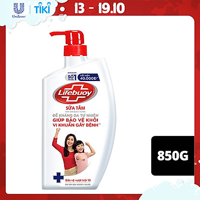 Sữa tắm 850g Lifebuoy Sạch khuẩn Bảo vệ khỏi 99.9% vi khuẩn gây bệnh tốt nhất Bảo vệ vượt trội 10 Mạnh mẽ với thành phần chứa ion Bạc+ hỗ trợ cùng…
