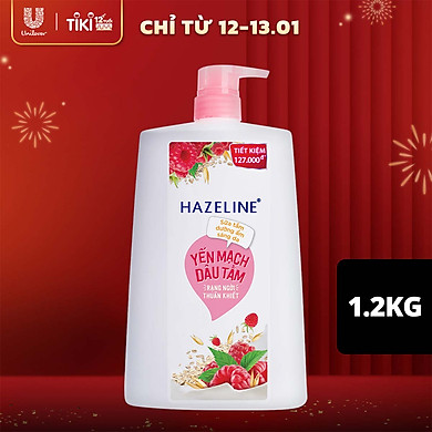 Sữa Tắm Dưỡng Thể Thiên Nhiên Trắng Sáng Da Hazeline Yến Mạch Dâu Tằm Dưỡng ẩm 1.2kg