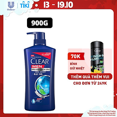 Dầu Gội Đầu cho nam 900g Clear Men Cool Sport Bạc hà đánh bay gàu, ngứa và vi khuẩn mát lạnh cực đỉnh suốt ngày dài