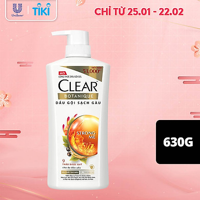Dầu Gội đầu Clear Botanique 9 Thảo Dược Quý Cho Da Đầu Yếu Với 3X Sức Mạnh Đánh Bay Gàu Nhờn Ngứa 630g