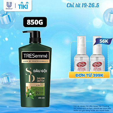 Dầu Gội TRESemmé Salon Detox Cho Tóc Chắc Khỏe Bóng Mượt Với Gừng & Trà Xanh Giúp Detox Tóc Sạch Sâu 850g