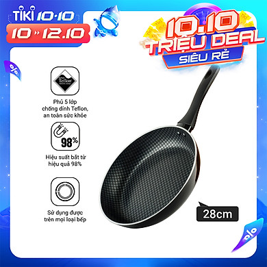 Chảo Cạn Nagakawa NAG2801 Đáy Từ 5 Lớp Chống Dính Cao Cấp (size 28cm) – Dùng Trên Mọi Loại Bếp – Hàng Chính Hãng