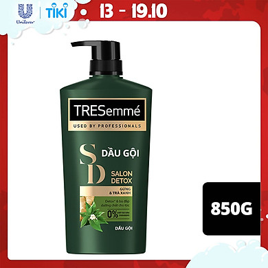 Dầu Gội TRESemmé Salon Detox Cho Tóc Chắc Khỏe Bóng Mượt Với Gừng & Trà Xanh Giúp Detox Tóc Sạch Sâu 850g