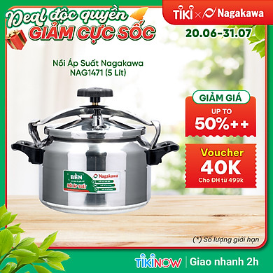 Nồi Áp Suất Cơ Nagakawa NAG1471 (7 Lít) – Làm Bằng Hợp Kim Nhôm Cao Cấp Siêu Bền – Dùng Với Bếp Gas, Bếp Hồng Ngoại – Hàng Chính Hãng