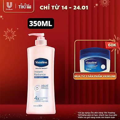 Sữa Dưỡng Thể Vaseline Instant Radiance Sáng Da Gấp 4 Lần Với Vi Chất Phản Quang Cho Da Sáng Khỏe Mịn Màng 350ml