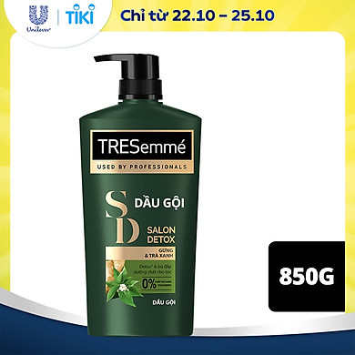 Dầu Gội TRESemmé Salon Detox Cho Tóc Chắc Khỏe Bóng Mượt Với Gừng & Trà Xanh Giúp Detox Tóc Sạch Sâu 850g