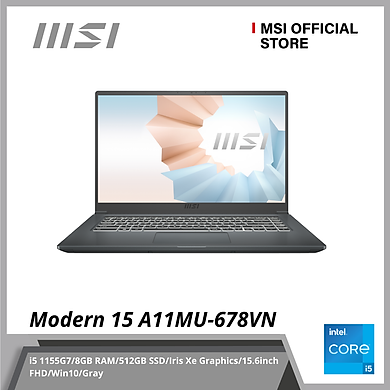 Laptop MSI Modern 15 A11MU-678VN (Core i5-1155G7 8GB/512GB SSD/ 15.6″ FHD/WIN10) Hàng chính hãng