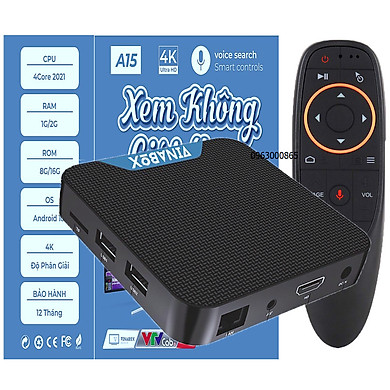 Android Tivi Box Vinabox A15 B-2G phiên bản 2021 tặng kèm điều khiển giọng nói (Alwinner, Ram 2G, Rom 16G, Androi 10.0 ATV), truyền hình miễn phí -…