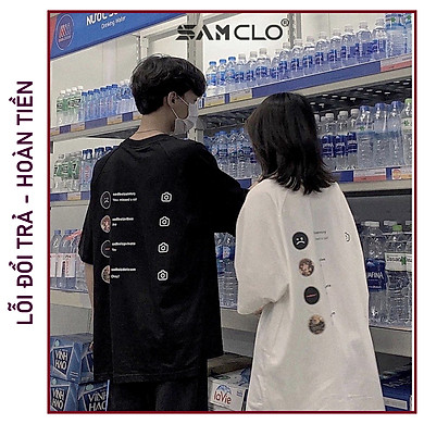 Áo thun nam nữ tay lỡ SAM CLO form rộng Unisex, mặc cặp, nhóm sadboiz SADTAGRAM TEE LOGO – 80% COTTON