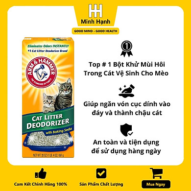 Bột Baking Soda Khử Mùi Hôi Trong Mọi Loại Cát Vệ Sinh Cho Mèo Chính Hãng Nhập Khẩu Từ Mỹ Arm & Hammer Cat Litter Deodorizer (Hộp 567 gram), Trộn…