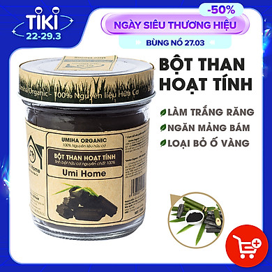 Bột Than Hoạt Tính Nguyên Chất UMIHOME (125g) – Làm trắng răng, sạch sâu da mặt, loại bỏ mụn, giải đọc cho da