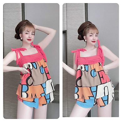 Đồ Bộ BIGSIZE 2 Dây Nữ, Đồ Ngủ Sexy Nữ, Bộ Mặc Nhà Nữ lụa 100d tầng, freesize 45_75kg, tuỳ chiều cao