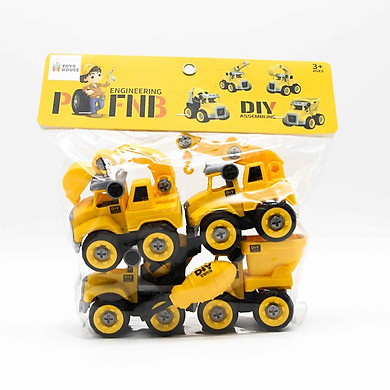Đồ chơi lắp ghép mô hình oto xây dựng DIY 4 món gồm Cần cẩu, máy múc, xe bồn và xe ben Toys house – Toys House >>> top1shop >>> tiki.vn