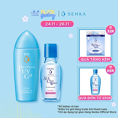 Combo Gel Sữa Chống Nắng Senka Perfect UV Gel 80ml Và Nước Tẩy Trang SENKA A.L.L. CLEAR WATER Micellar Formula White 70ml