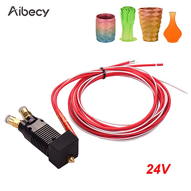 Aibecy 2 in 1 Out Dual Color Metal Hotend Extruder Kit with Cable 0.4mm Brass Nozzle Print Heat 24V Compatible with
