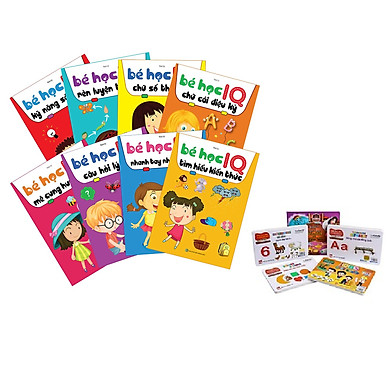 Bé Học IQ - Phát Triển Trí Tuệ Cho Bé (Bộ Túi 8 Cuốn )Tặng Bộ thẻ Flash Card theo chủ đề
